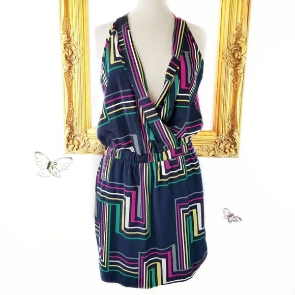 Renee C. Multi colored summer dress swoop neck - Picture 1 of 4